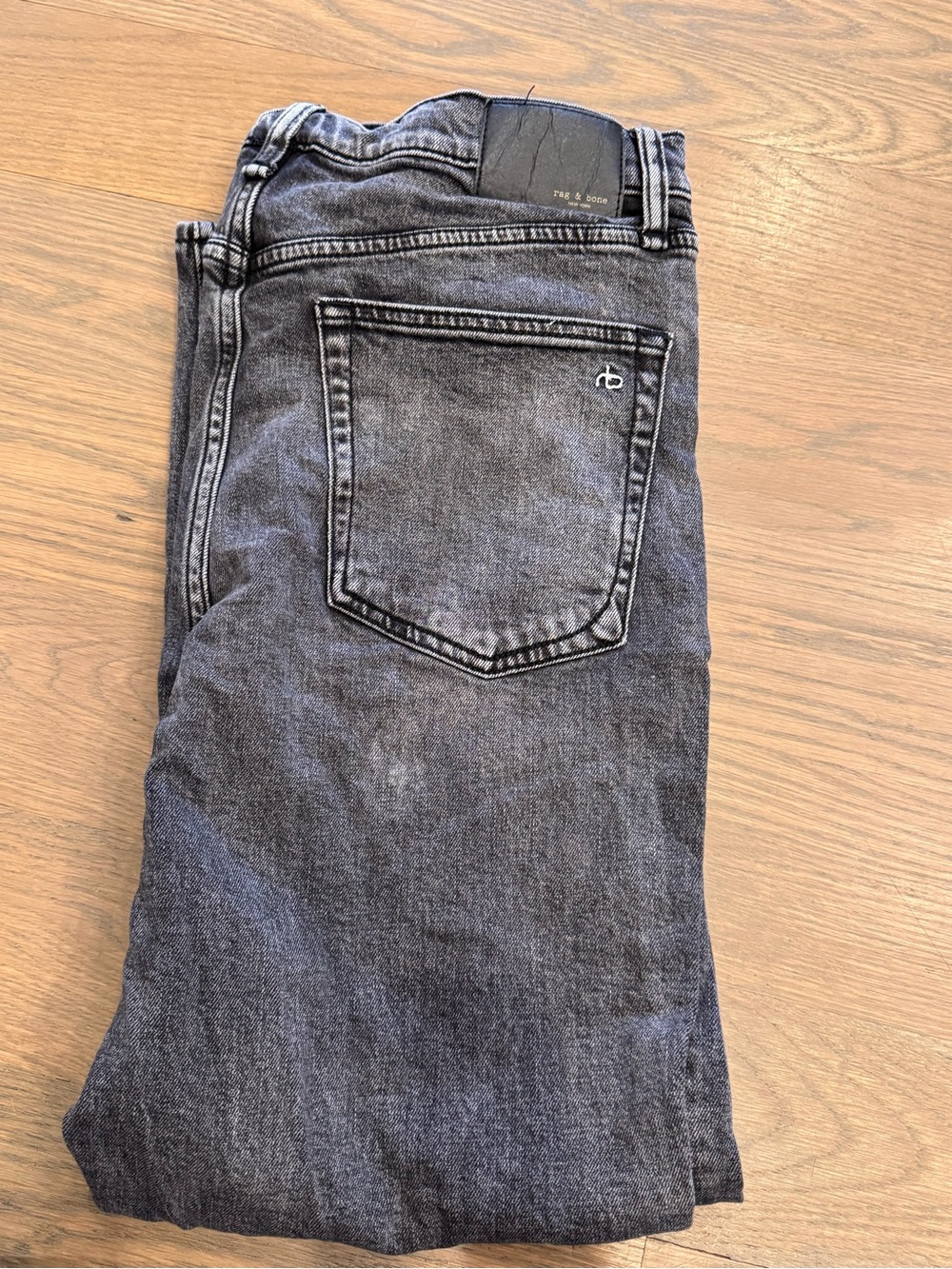 rag & bone Washed Black Straight-Leg Jeans with Side Studs - Picture 2 of 2